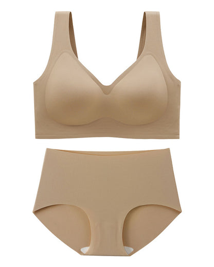 Fat Plus Size Traceless Underwear Set Bra Large Chest Small Comfortable No Rings