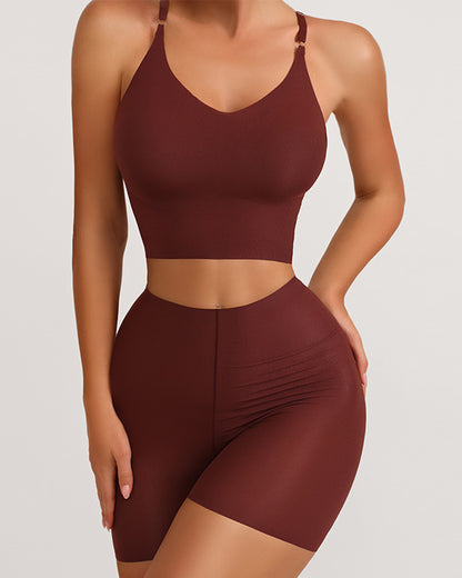 Seamless Sports Bra Set for Women Strapless Bra with Comfortable, Breathable Yoga Pants