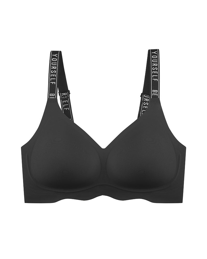 Seamless Jelly Strap Bra Customizable Letter Straps Push-Up Support Anti-Sagging Sculpted Back Wire-Free Lightweight Activewear