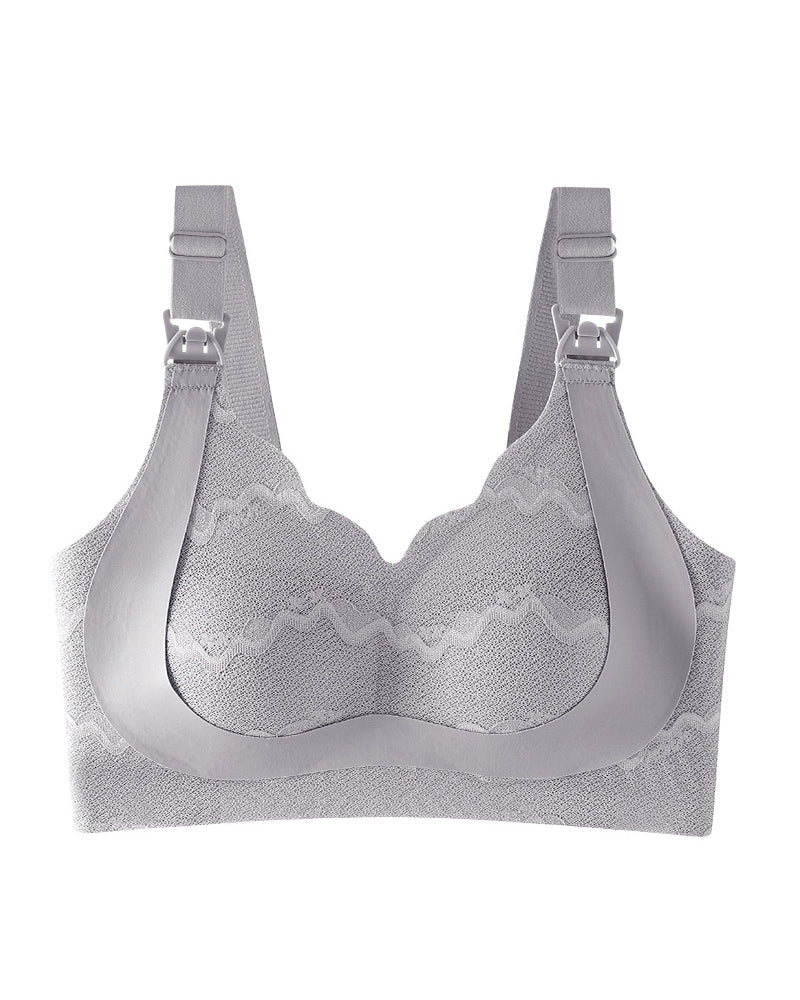 Lace Lightweight Cup Maternity Nursing Bra - Wire-Free Soft Support, Seamless, Anti-Gaping, Strapless