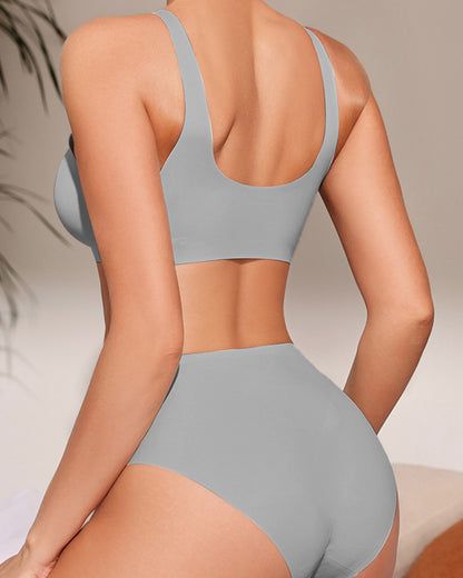 Women's Comfortable Wireless Underwire-Free Push-Up Seamless Yoga Tank Top Backless Breathable Ice Silk Sports Bra