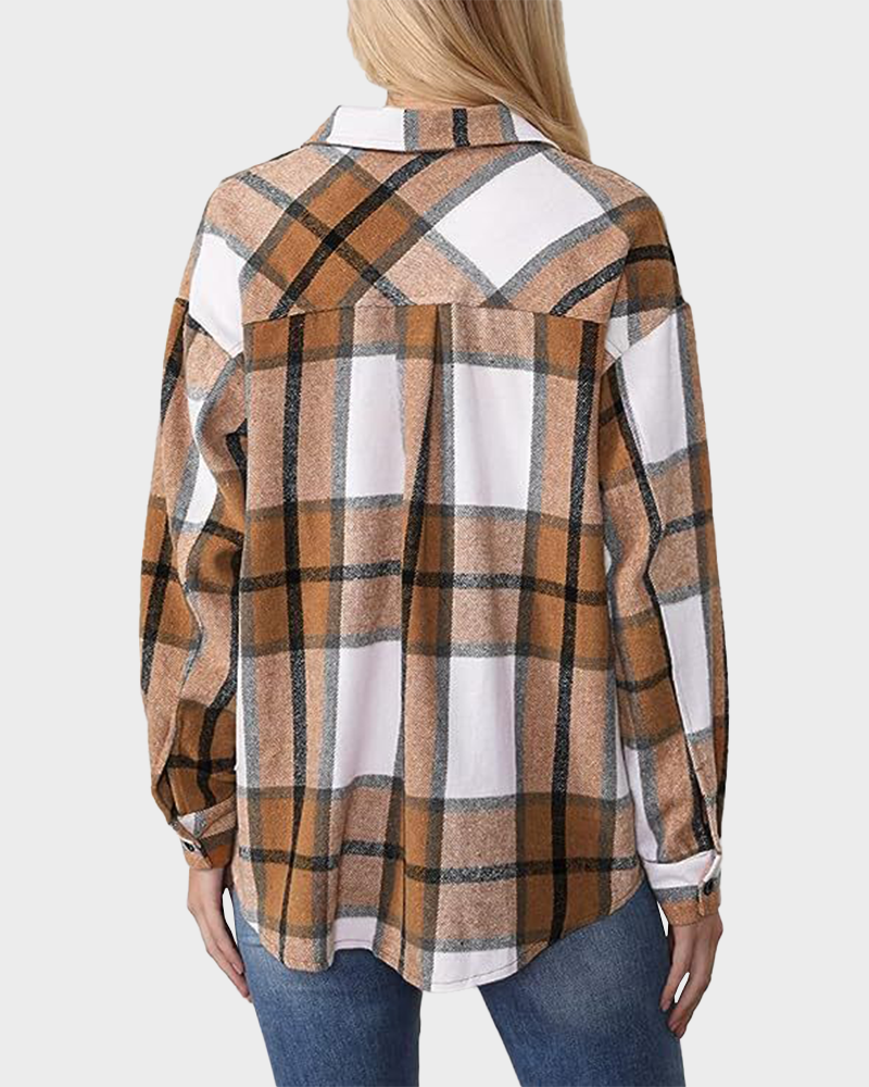 Casual Plaid Flannel Shirt Jacket