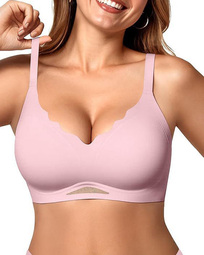 Women's Traceless Large Size Bra Push-up Fan-shaped Non-steel Ring Soft Support Anti-sagging Paramilis Underwear