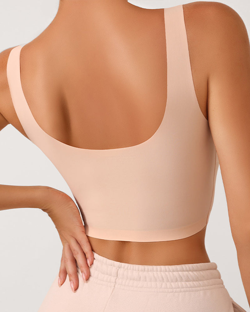 Sexy Nude-Look Bra for Women Plus Size Seamless Wire-Free Sports Bra Women's One-Piece Sports Bra for Fitness