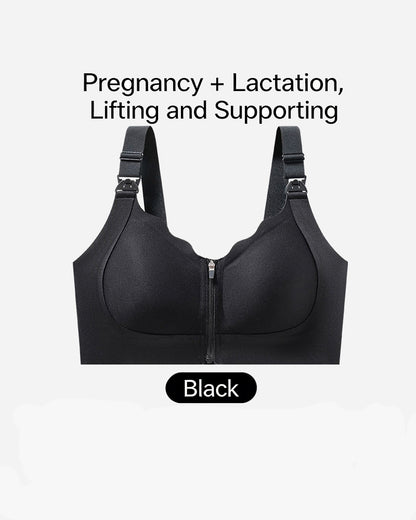 Front-Zip Nursing Bra Anti-Sagging Design Minimizes Appearance of Larger Busts Pregnancy & Postpartum Exclusive Thin-Style Nursing Bra