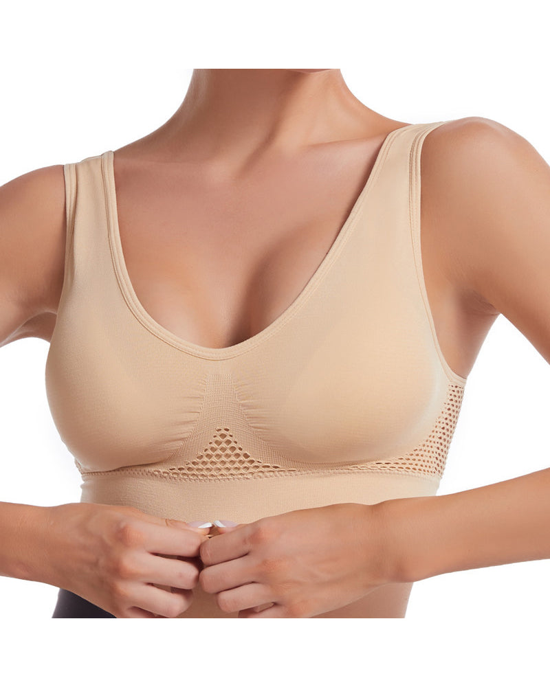 Plus-Size Women's Underwear Yoga & Sports Lace-Up Mesh Breathable Ventilation Wire-Free Tank Top