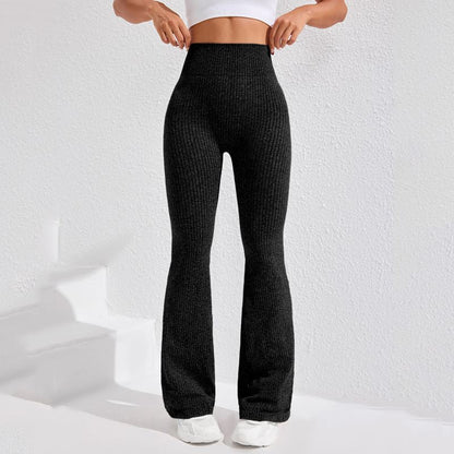 High Waisted Threaded Horn Yoga Pants, Hip Lifting Fitness Pants