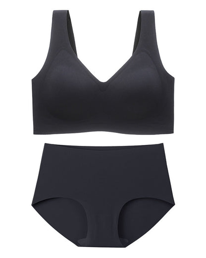 Fat Plus Size Traceless Underwear Set Bra Large Chest Small Comfortable No Rings