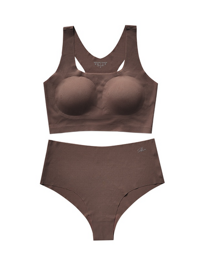 Lightweight Sports Bra Set for Women Letter Print Seamless Push-Up Bra with T-Back Women's