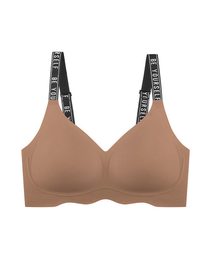 Seamless Jelly Strap Bra Customizable Letter Straps Push-Up Support Anti-Sagging Sculpted Back Wire-Free Lightweight Activewear