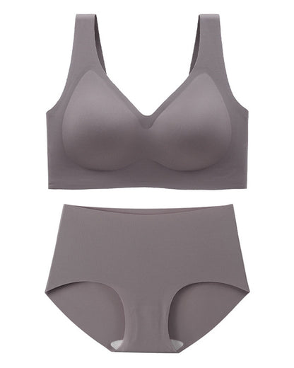 Fat Plus Size Traceless Underwear Set Bra Large Chest Small Comfortable No Rings