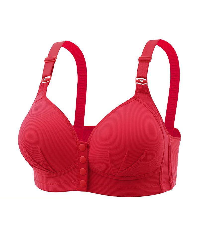 Plus Size Women's Lingerie Front-Closure Nursing Wire-Free Push-Up Side-Control Lightweight Cups