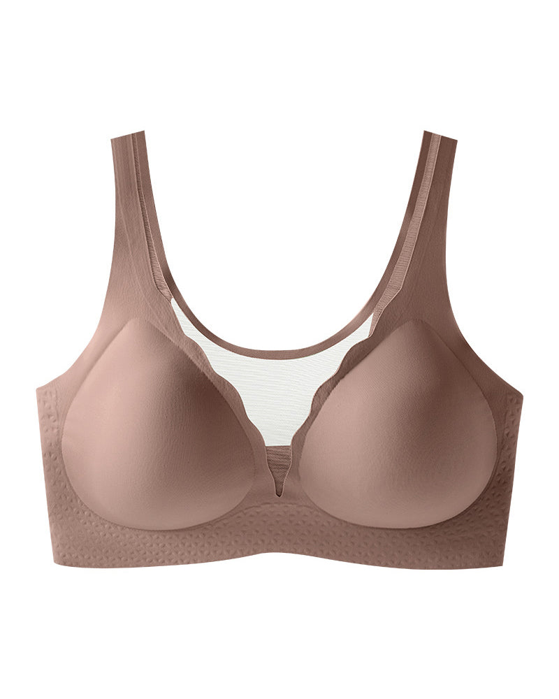 Plus Size Sports Bra with Enhanced Support Seamless Breathable Design Prevents Exposure Large Cup Size Flattens Appearance Anti-Sagging Thin-Style Bra