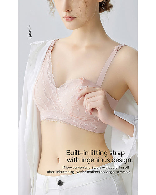 Nursing Bra Seamless Lightweight Wire-free Sexy Lace Push-up Anti-sagging