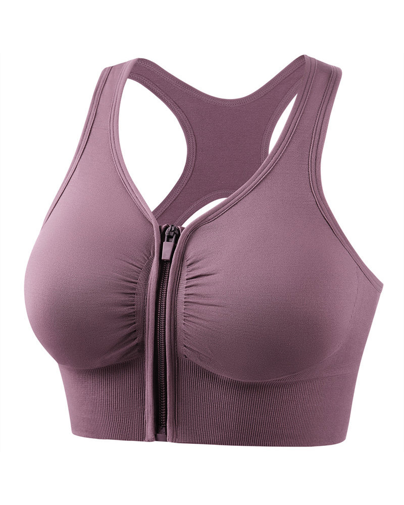 Shock-Absorbing  Supportive  Running  Yoga  Fitness  Cutout  Backless  Front Zipper  Sports  Underwear for Women