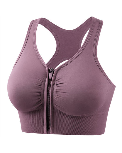 Shock-Absorbing  Supportive  Running  Yoga  Fitness  Cutout  Backless  Front Zipper  Sports  Underwear for Women