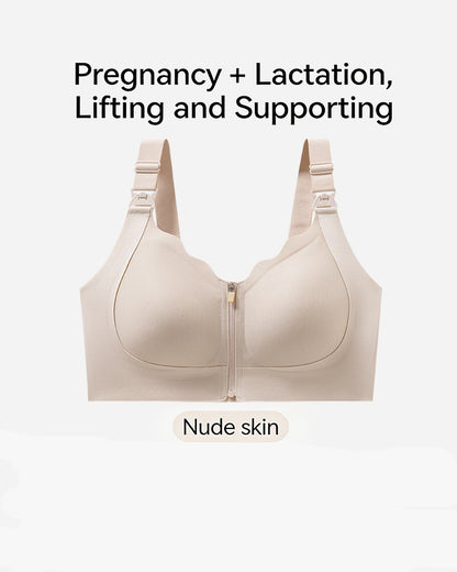 Front-Zip Nursing Bra Anti-Sagging Design Minimizes Appearance of Larger Busts Pregnancy & Postpartum Exclusive Thin-Style Nursing Bra