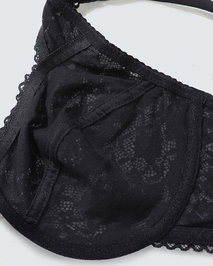 Plus-Size Women's Lingerie Lace Flattering for Fuller Busts Ultra-Thin Pure Desire Sexy