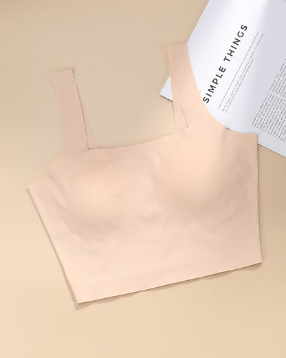 Sexy Nude-Look Bra for Women Plus Size Seamless Wire-Free Sports Bra Women's One-Piece Sports Bra for Fitness