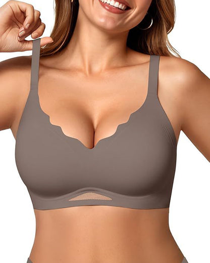 Women's Traceless Large Size Bra Push-up Fan-shaped Non-steel Ring Soft Support Anti-sagging Paramilis Underwear