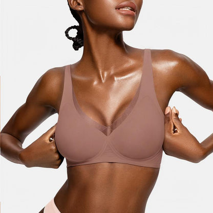 Deep V-Mesh Wireless Seamless Women's Bra