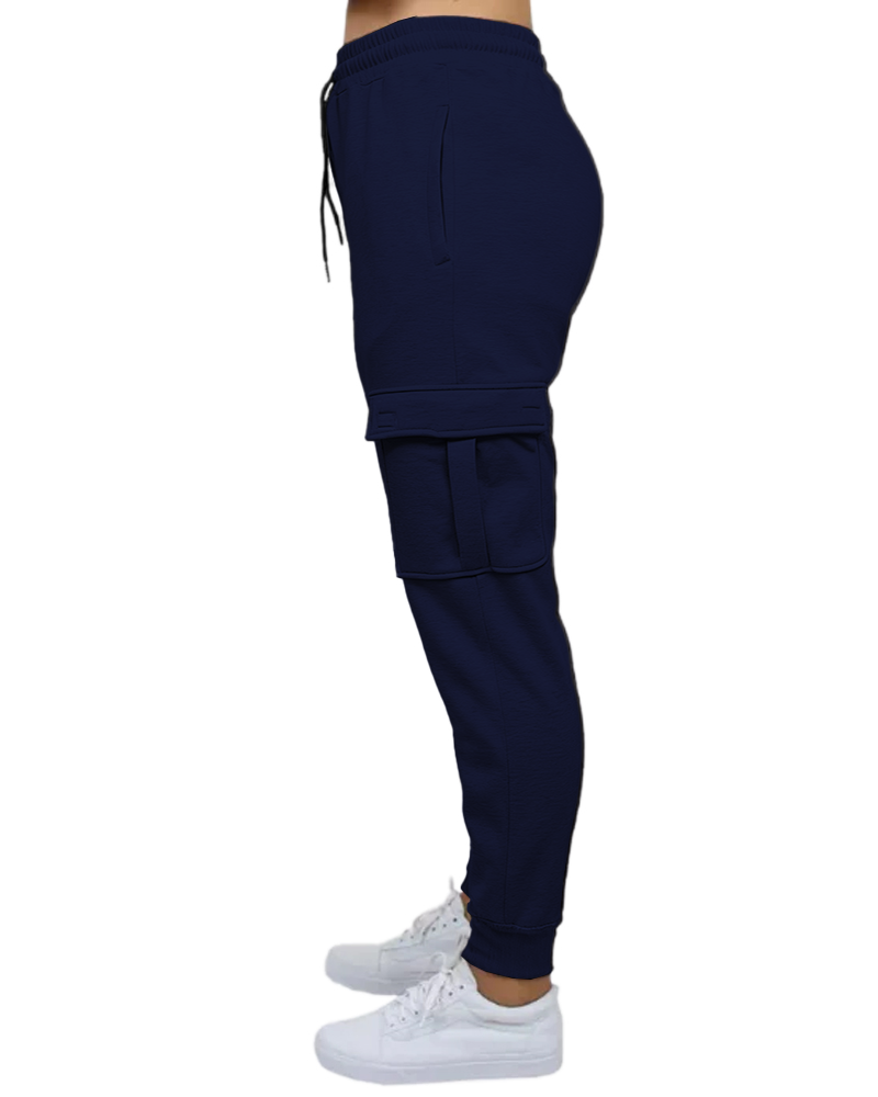 Women's Loose Fit Fleece Jogger Sweatpants with Velcro Cargo Pockets