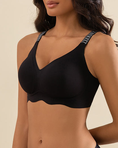 Seamless Jelly Strap Bra Customizable Letter Straps Push-Up Support Anti-Sagging Sculpted Back Wire-Free Lightweight Activewear