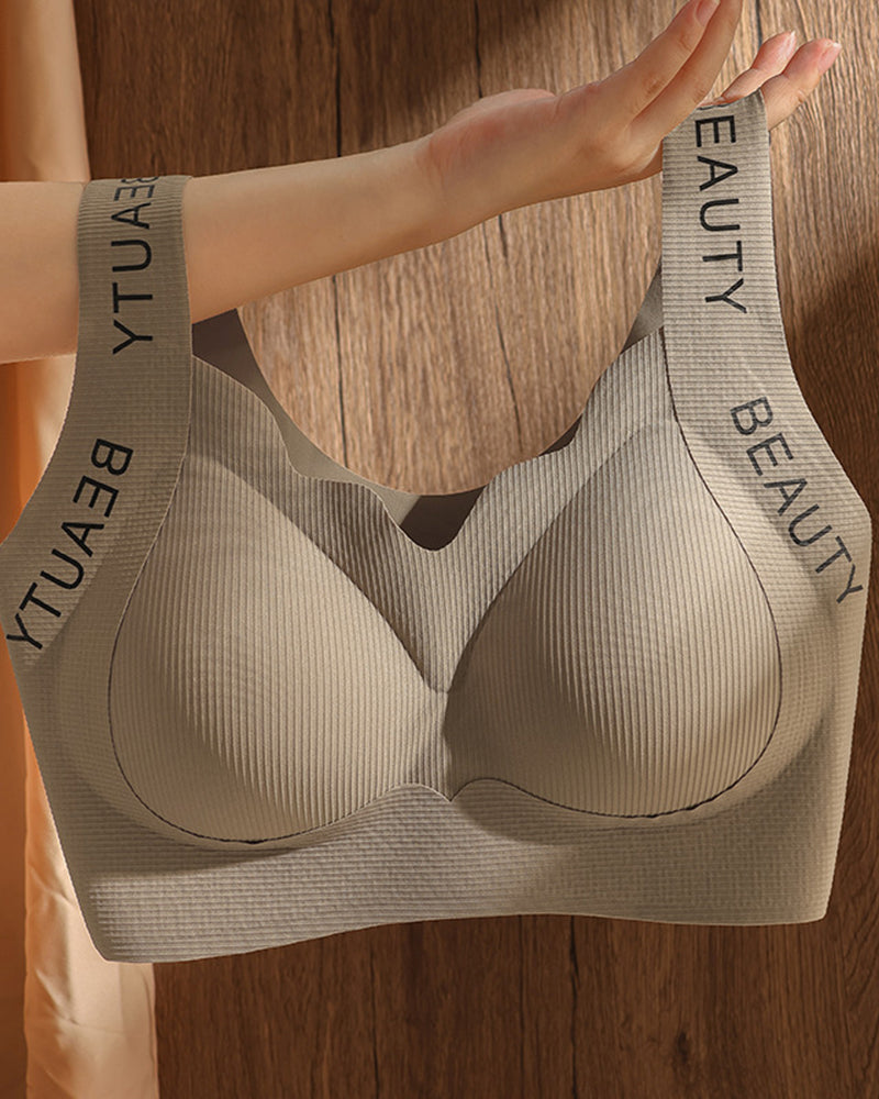 Women's Comfortable Large Size Traceless Non-steel Ring Beautiful Vest Bra