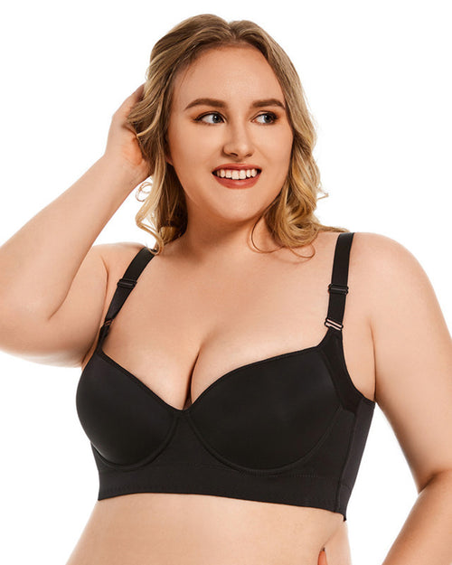 Large Size Smooth Seamless Sexy Lingerie Women's Gathered Breast Anti-sagging Rims Bra Deep V Bra