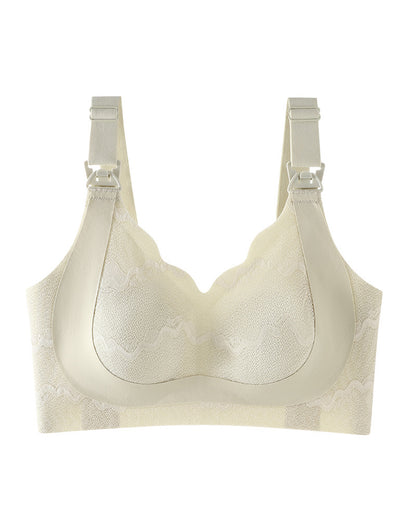 Lace Lightweight Cup Maternity Nursing Bra - Wire-Free Soft Support, Seamless, Anti-Gaping, Strapless