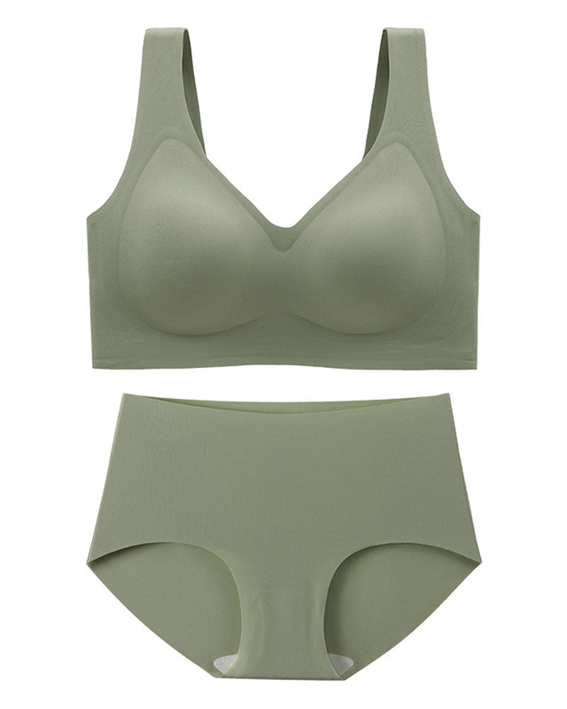 Fat Plus Size Traceless Underwear Set Bra Large Chest Small Comfortable No Rings