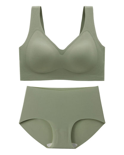 Fat Plus Size Traceless Underwear Set Bra Large Chest Small Comfortable No Rings