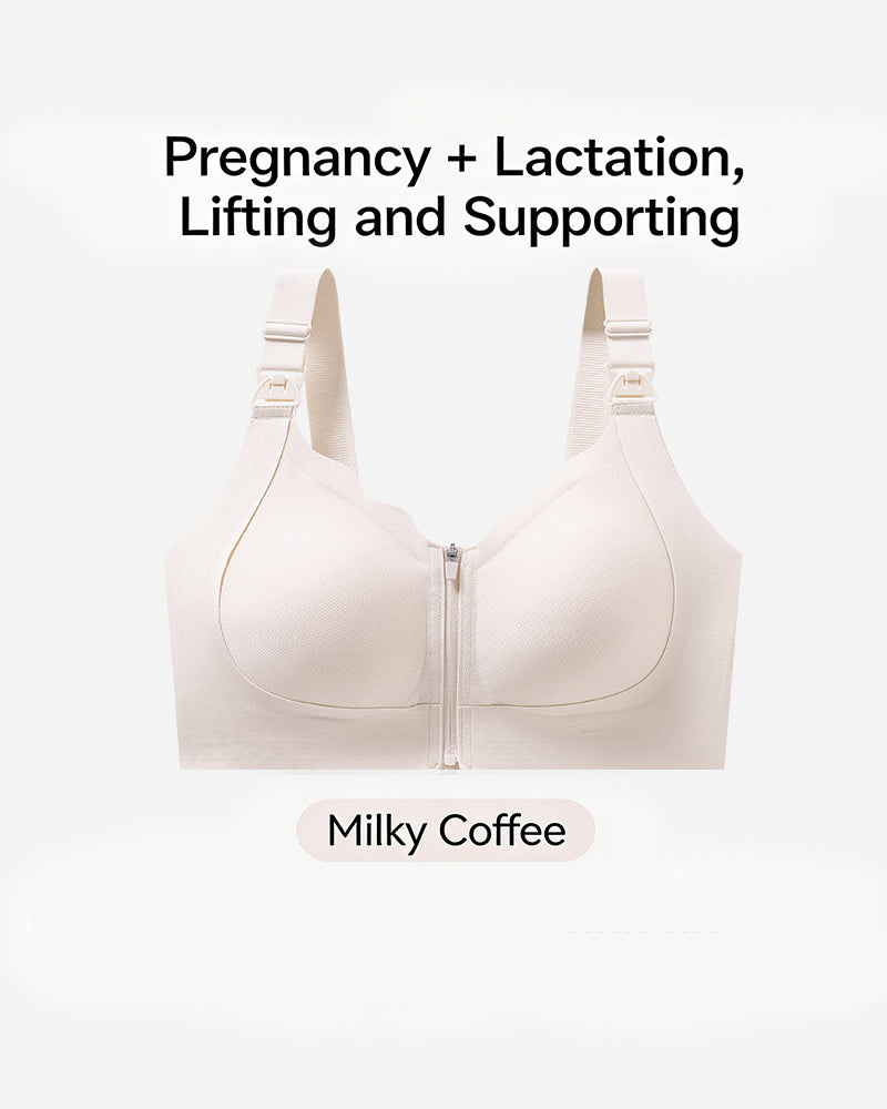 Front-Zip Nursing Bra Anti-Sagging Design Minimizes Appearance of Larger Busts Pregnancy & Postpartum Exclusive Thin-Style Nursing Bra