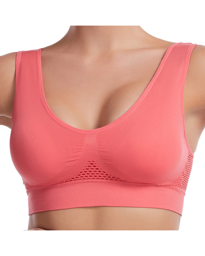 Plus-Size Women's Underwear Yoga & Sports Lace-Up Mesh Breathable Ventilation Wire-Free Tank Top