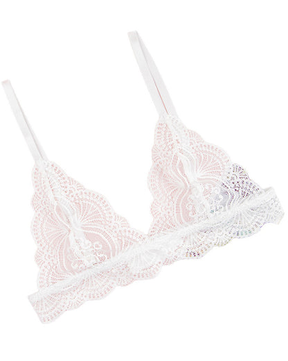 Triangle Cup French-Style Thin-Strap Sexy Lingerie for Women Pure Desire Lace Trim Breathable Backless Bra