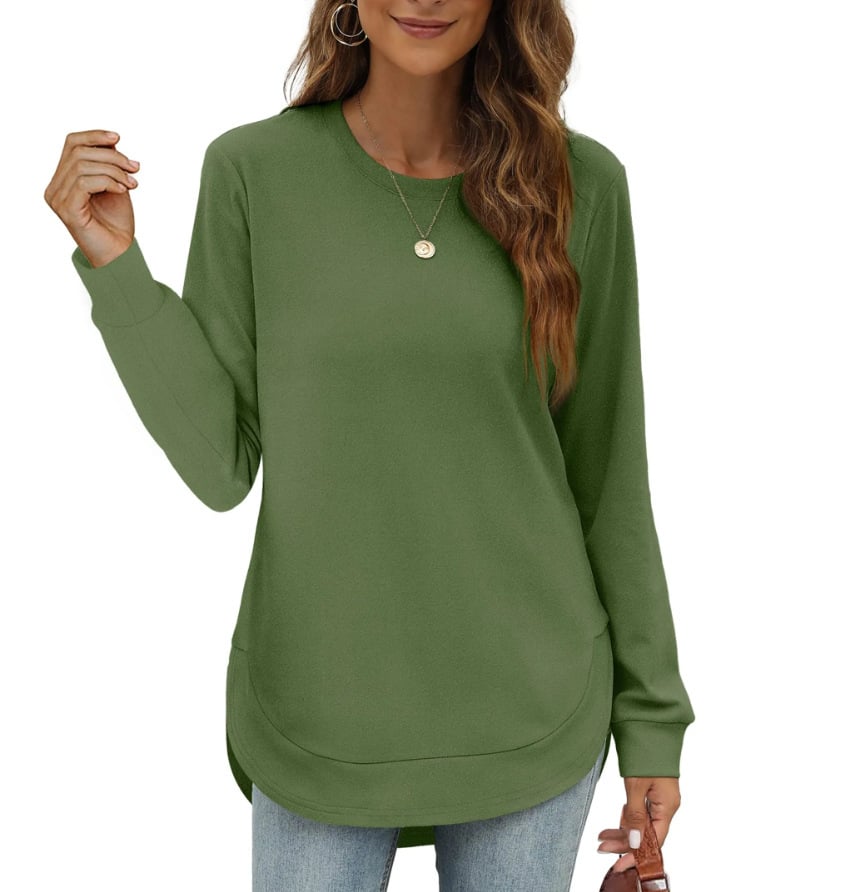 Women's Sweatshirt Crewneck Curved Hem