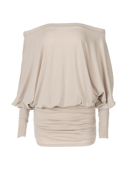 Women's Solid Off The Shoulder Sheer Ruched Dress