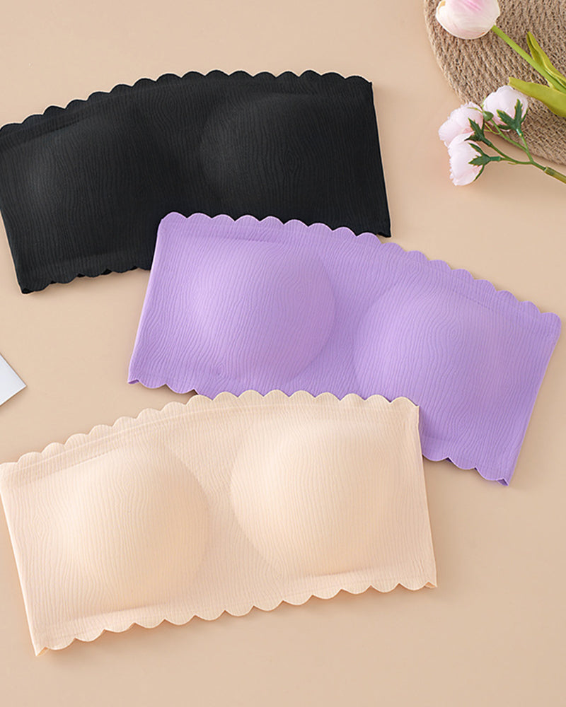 Sexy Seamless Ice Silk Strapless One-Piece Push-Up Bra Wire-Free, Strapless, Non-Slip