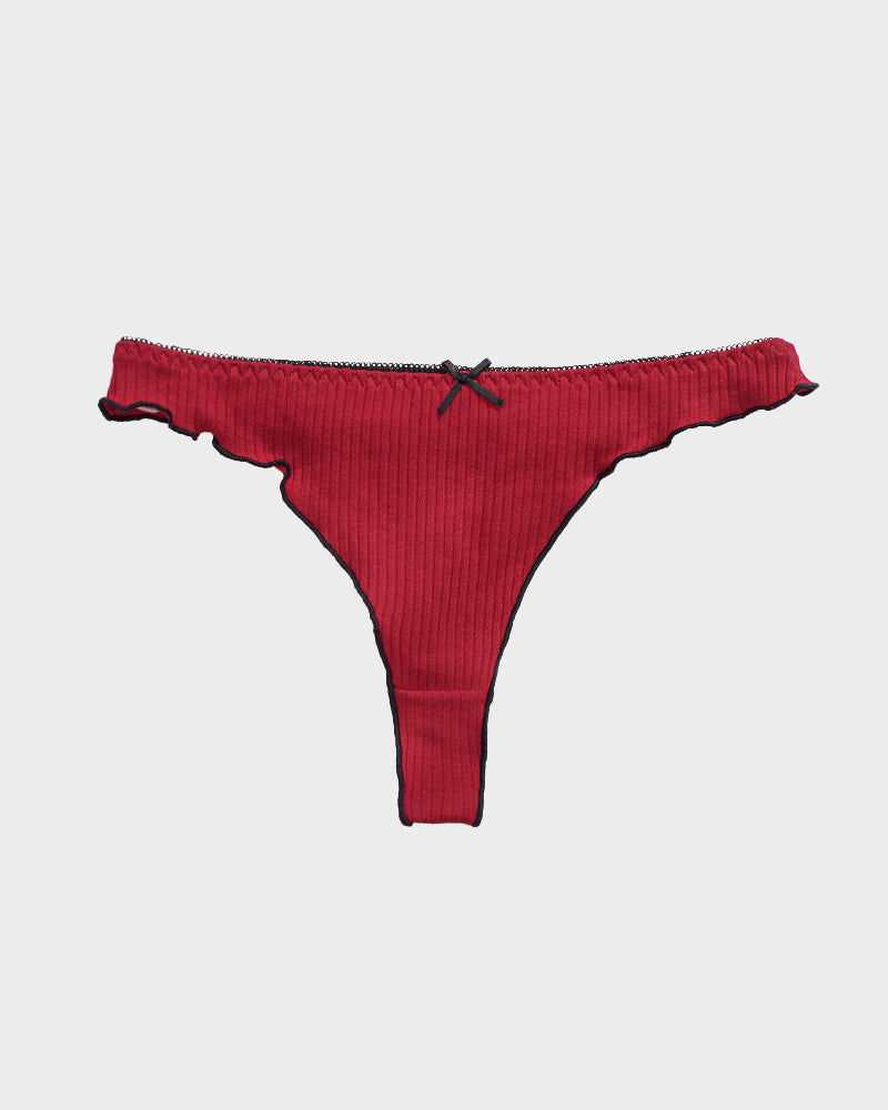Women's Bow Low Waist Thong  Pack Ultra Soft Cotton（9 pack）