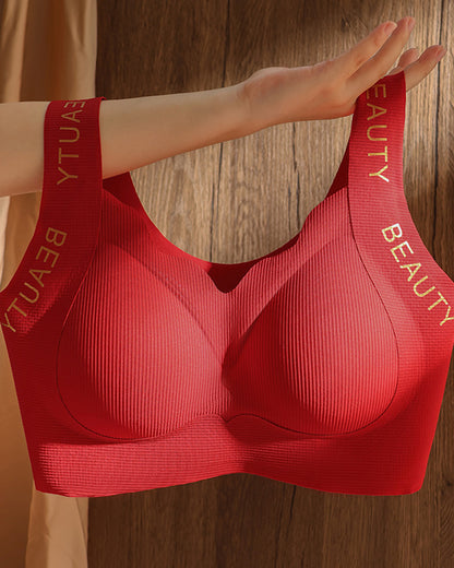 Women's Comfortable Large Size Traceless Non-steel Ring Beautiful Vest Bra