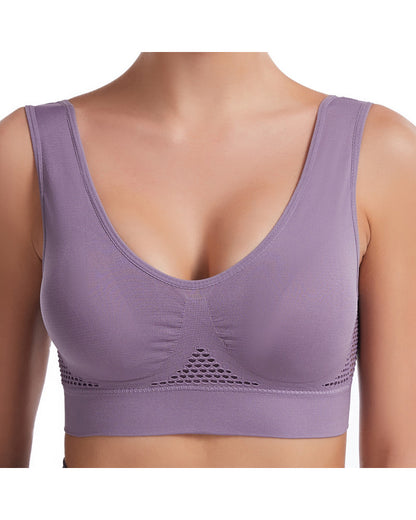 Plus-Size Women's Underwear Yoga & Sports Lace-Up Mesh Breathable Ventilation Wire-Free Tank Top