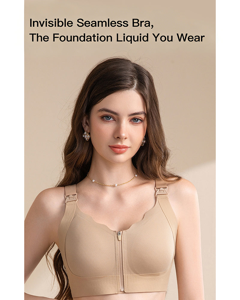 Front-Zip Nursing Bra Anti-Sagging Design Minimizes Appearance of Larger Busts Pregnancy & Postpartum Exclusive Thin-Style Nursing Bra