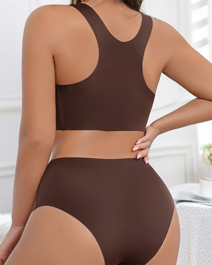 Lightweight Sports Bra Set for Women Letter Print Seamless Push-Up Bra with T-Back Women's