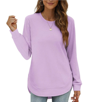 Women's Sweatshirt Crewneck Curved Hem