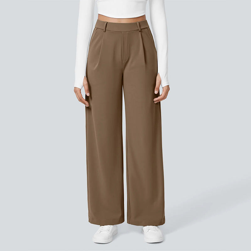 High-Waist Straight-Leg Work Pants Set