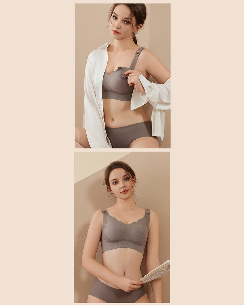 Nursing Bra Soft Support Wire-Free Anti-Sagging Large Cup Push-Up