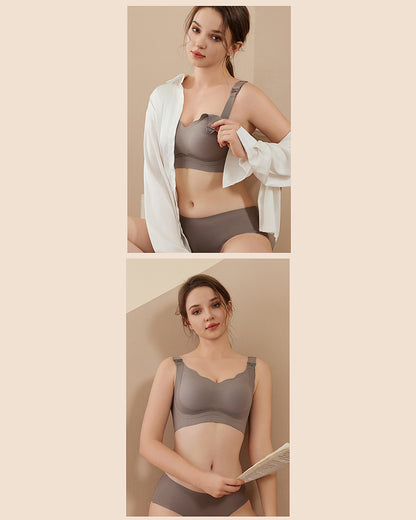 Nursing Bra Soft Support Wire-Free Anti-Sagging Large Cup Push-Up