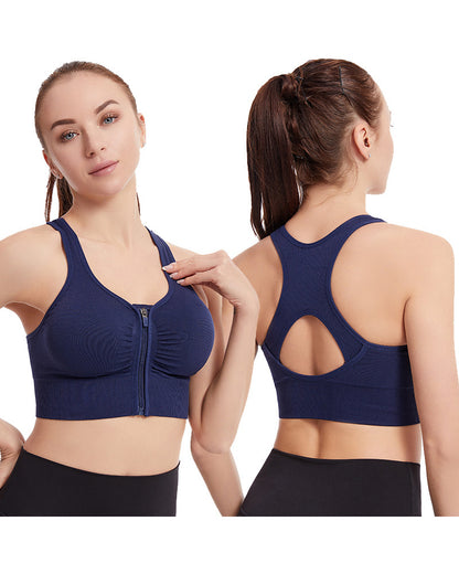 Shock-Absorbing  Supportive  Running  Yoga  Fitness  Cutout  Backless  Front Zipper  Sports  Underwear for Women