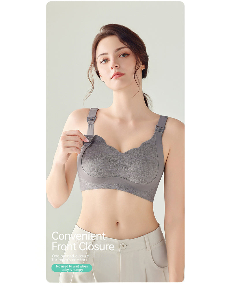 Lace Lightweight Cup Maternity Nursing Bra - Wire-Free Soft Support, Seamless, Anti-Gaping, Strapless