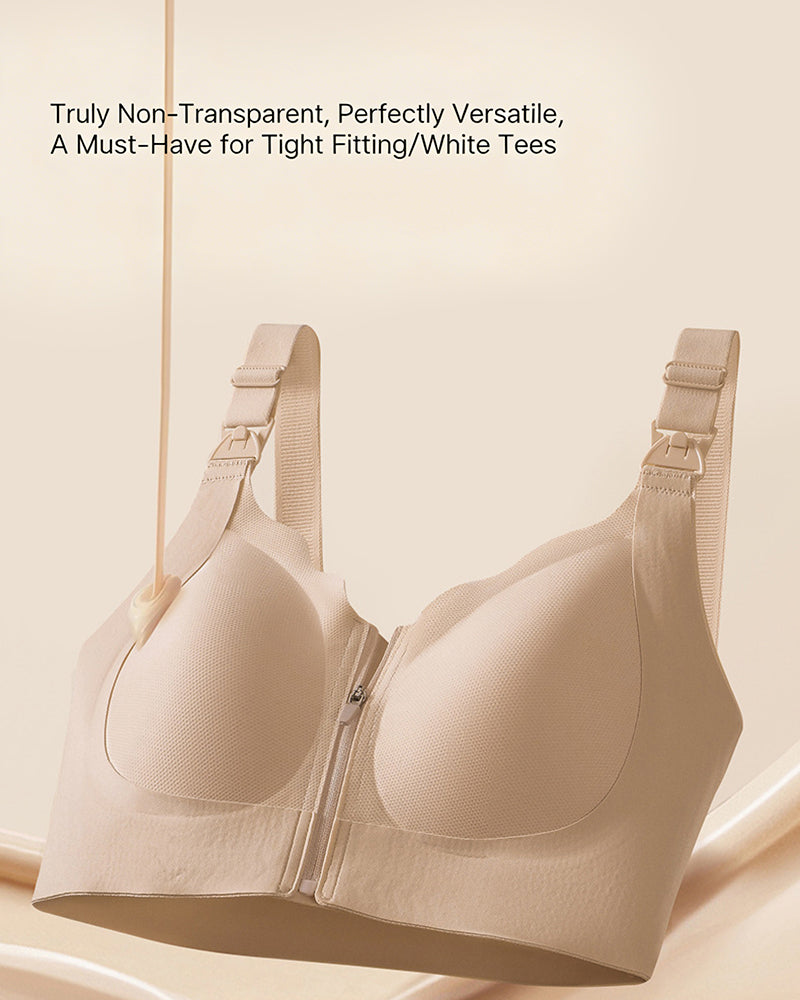 Front-Zip Nursing Bra Anti-Sagging Design Minimizes Appearance of Larger Busts Pregnancy & Postpartum Exclusive Thin-Style Nursing Bra